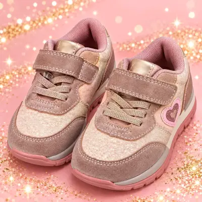 Zapatillas rosadas  niña diseño de corazón tall 25 - miniatura 1