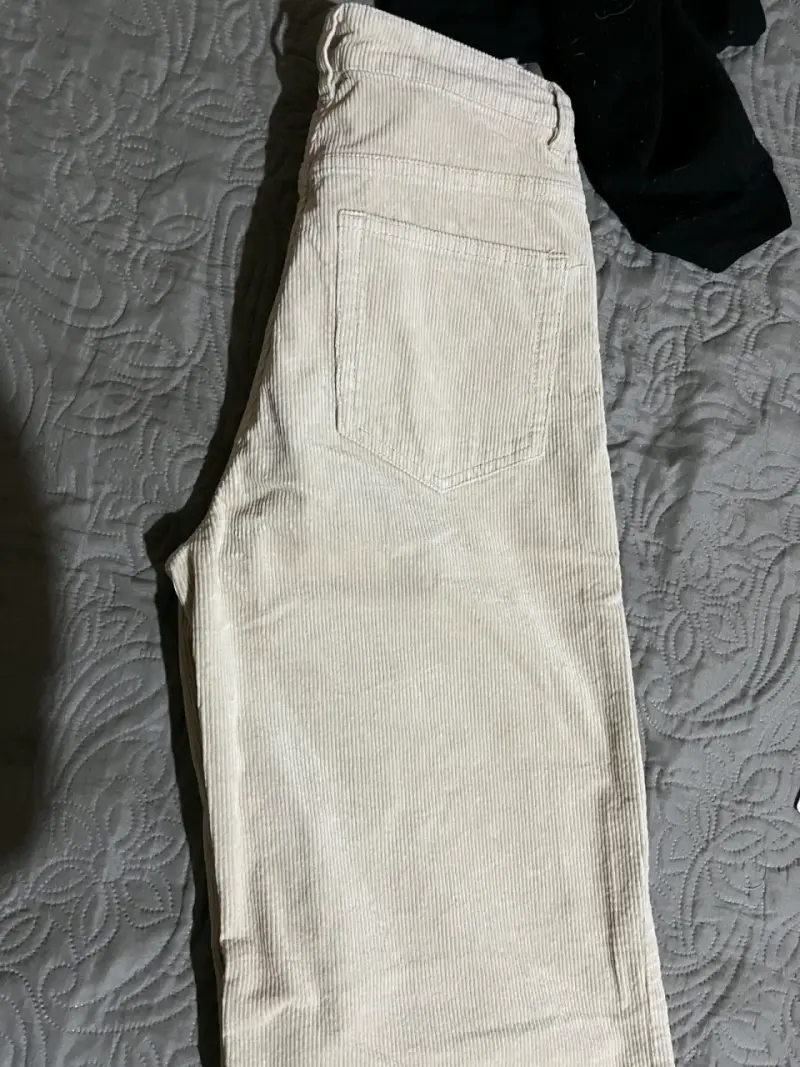 Pantalones de pana beige para mujer talla 36 - 2