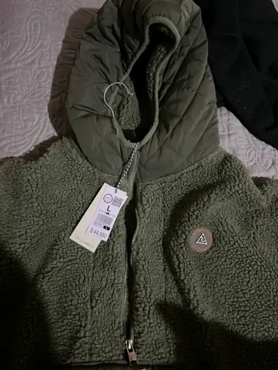 Chaqueta de lana verde con capucha talla L - miniatura 1