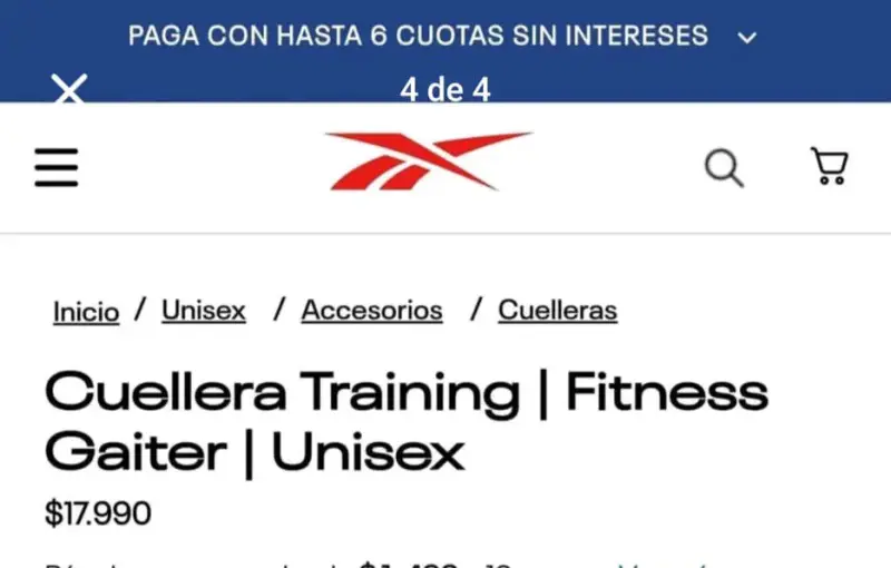 Cuellera Deportiva Reebok Negra Unisex - 4