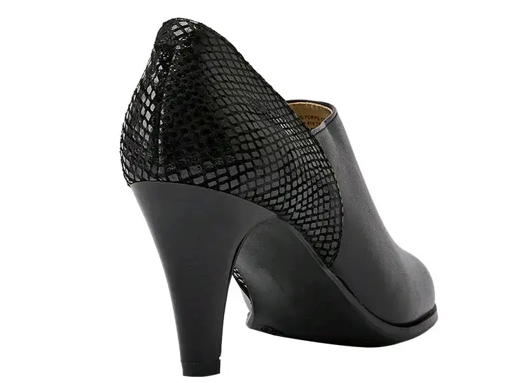 Zapatos de Tacón Negro con Detalle de Serpiente - 5