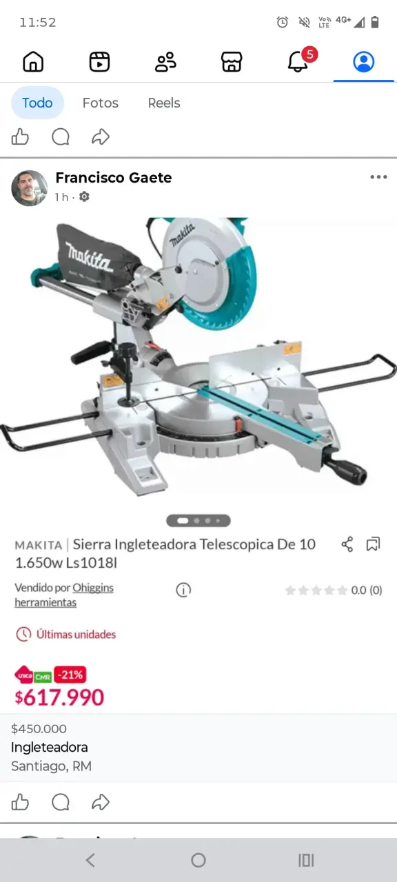 Sierra Ingleteadora Telescópica Makita 10" 1650W