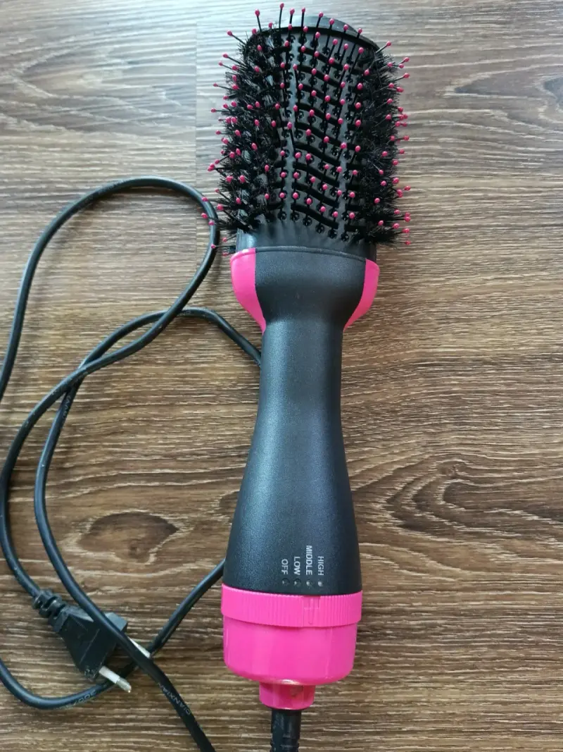 Cepillo Secador de Pelo Eléctrico Negro y Rosa