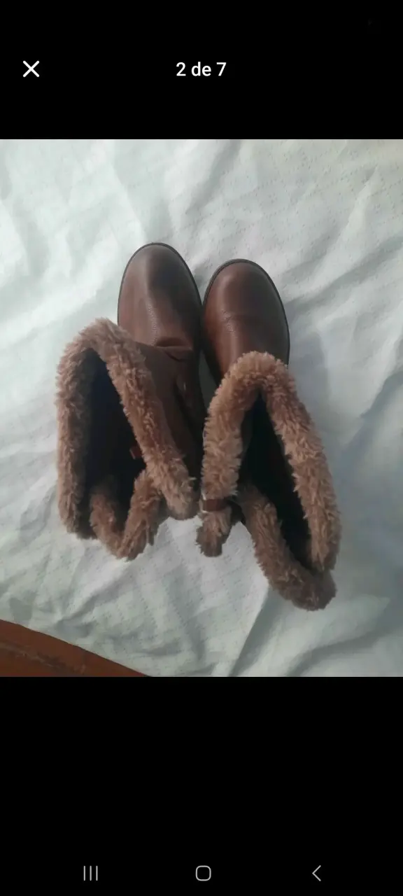 Botas de cuero marrón con forro de peluche - 2
