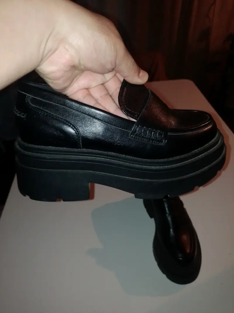 Zapatos de cuero negro con plataforma - 3