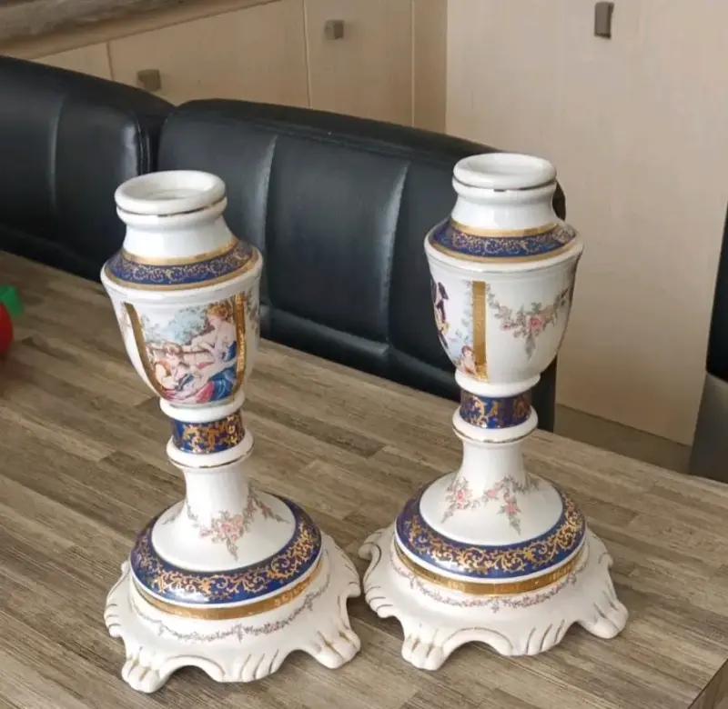 Candelabros de porcelana decorativos vintage