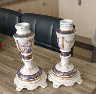 Candelabros de porcelana decorativos vintage - miniatura 2