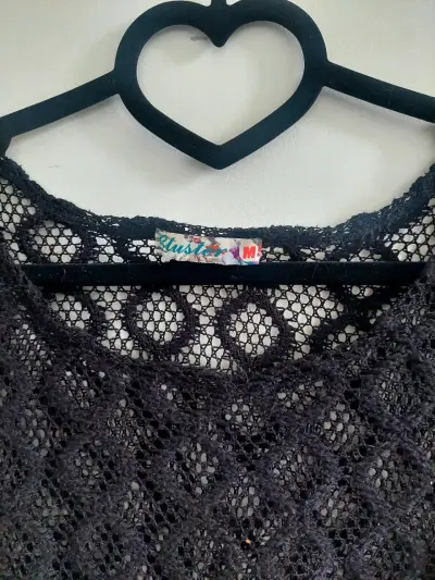 Blusa de encaje negra manga larga Tustex - miniatura 1