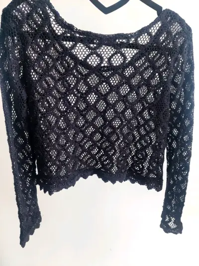Blusa de encaje negra manga larga Tustex - miniatura 2