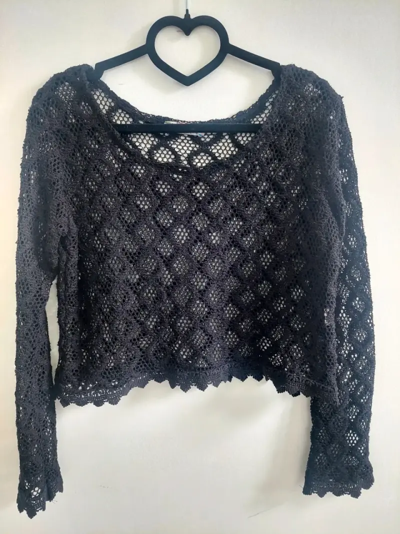 Blusa de encaje negra manga larga Tustex - 3