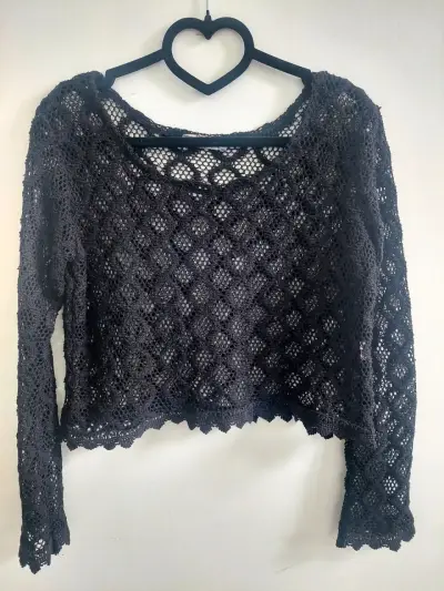 Blusa de encaje negra manga larga Tustex - miniatura 3