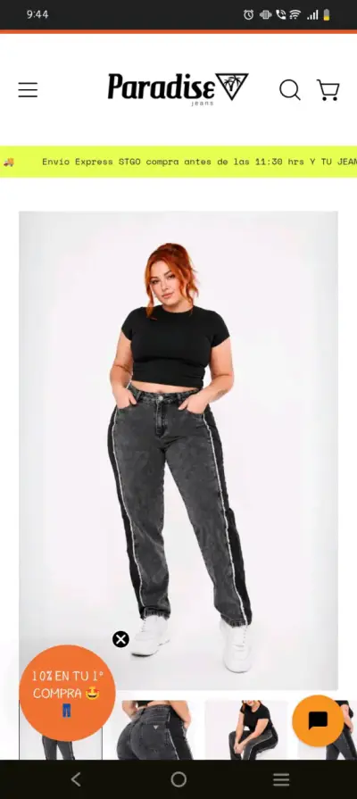Jeans negros con costura lateral para mujer - miniatura 1