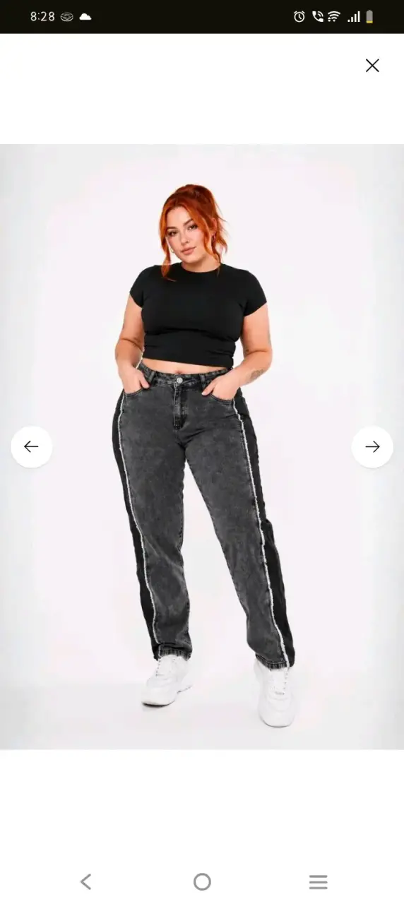 Jeans negros con costura lateral para mujer - 2