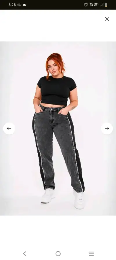 Jeans negros con costura lateral para mujer - miniatura 2