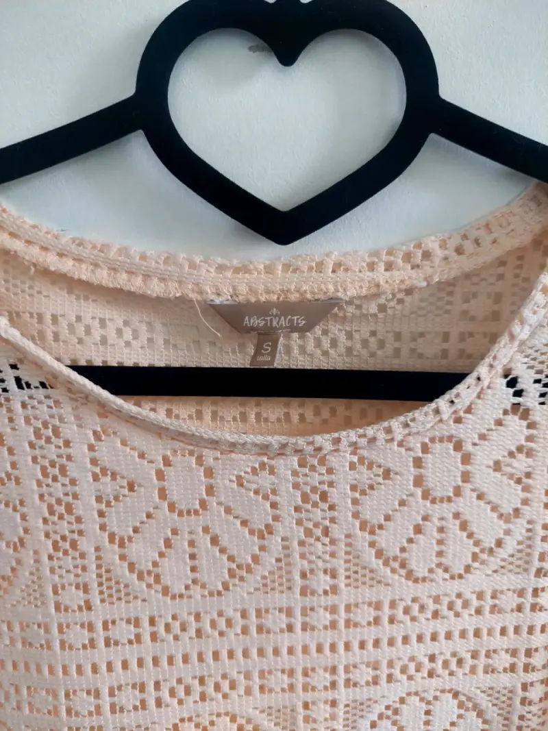 Blusa de encaje beige para mujer talla S - 3