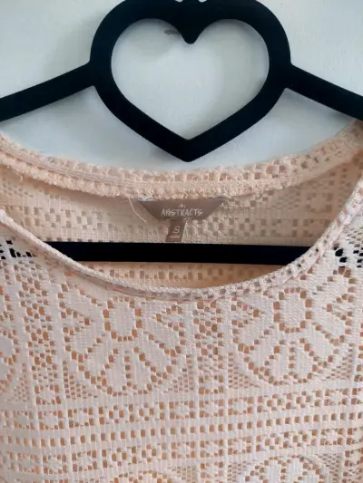Blusa de encaje beige para mujer talla S - miniatura 3