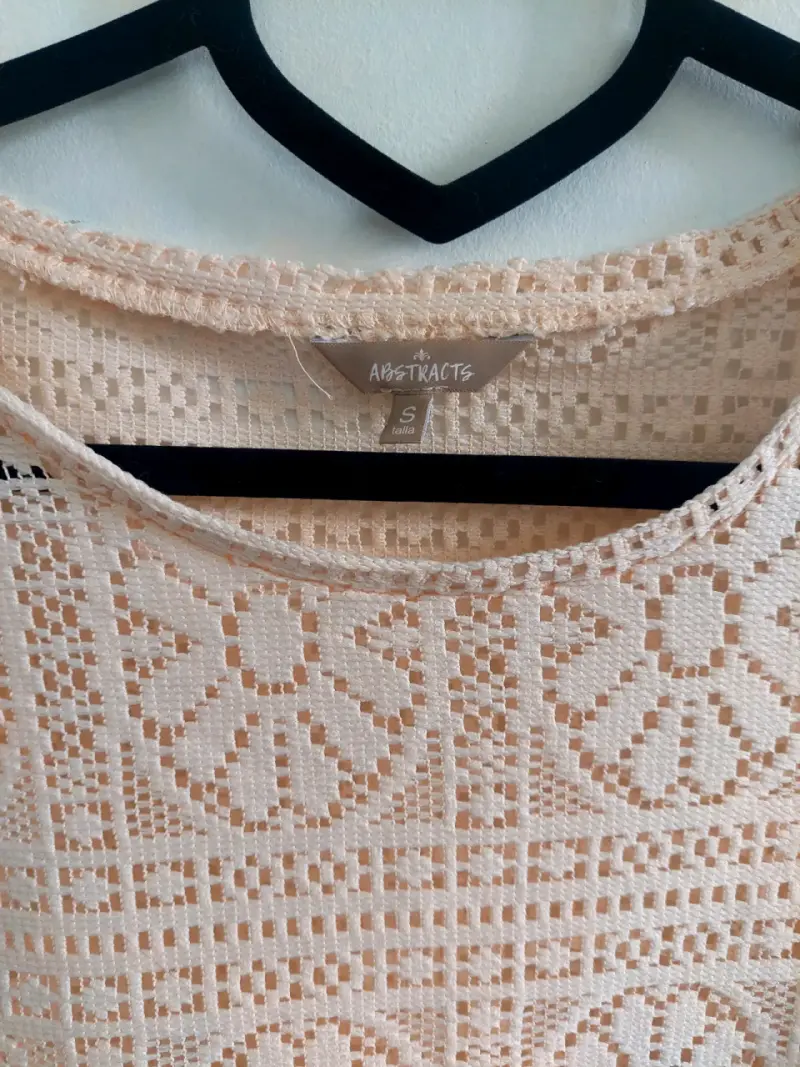 Blusa de encaje beige para mujer talla S - 4