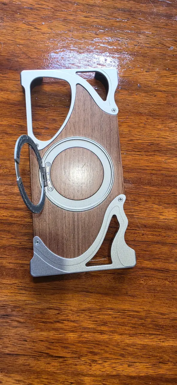 Soporte de madera y metal para teléfono - 1