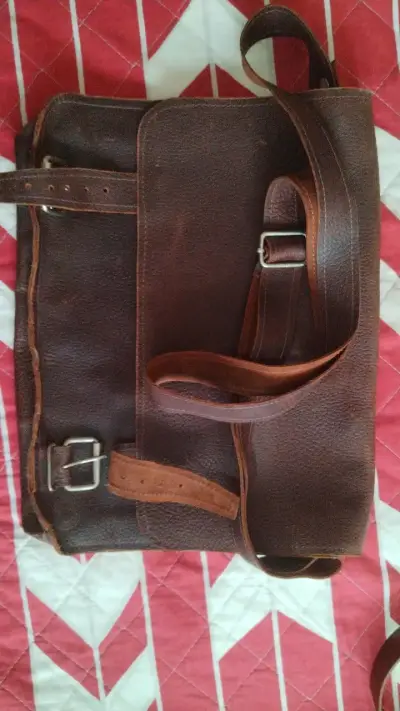Bolso bandolera de cuero marrón - miniatura 1