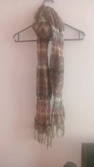 Bufanda de lana con diseño zigzag multicolor - miniatura 1