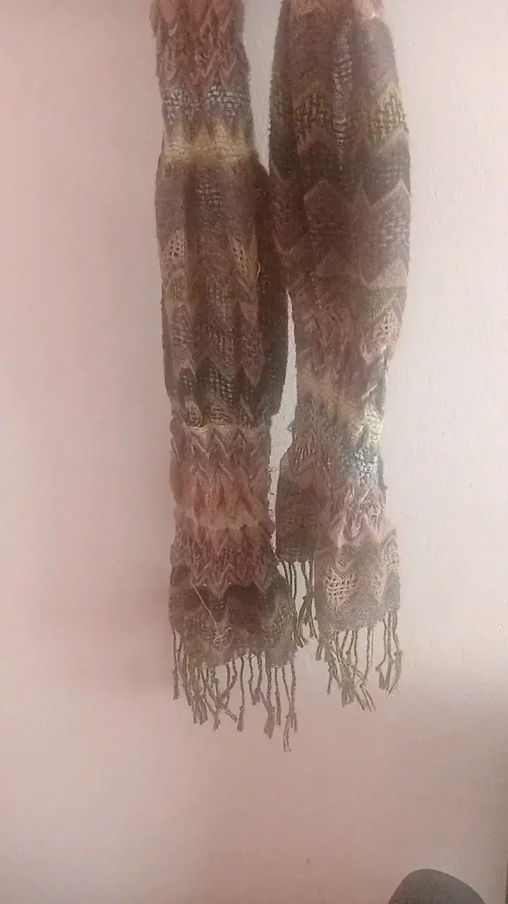 Bufanda de lana con diseño zigzag multicolor - 2