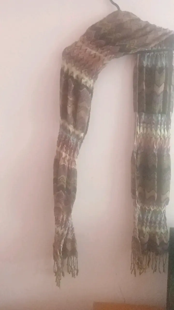 Bufanda de lana con diseño zigzag multicolor - 3