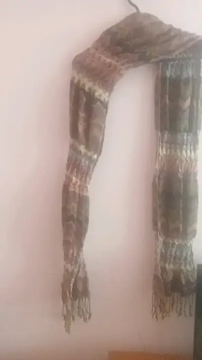 Bufanda de lana con diseño zigzag multicolor - miniatura 3