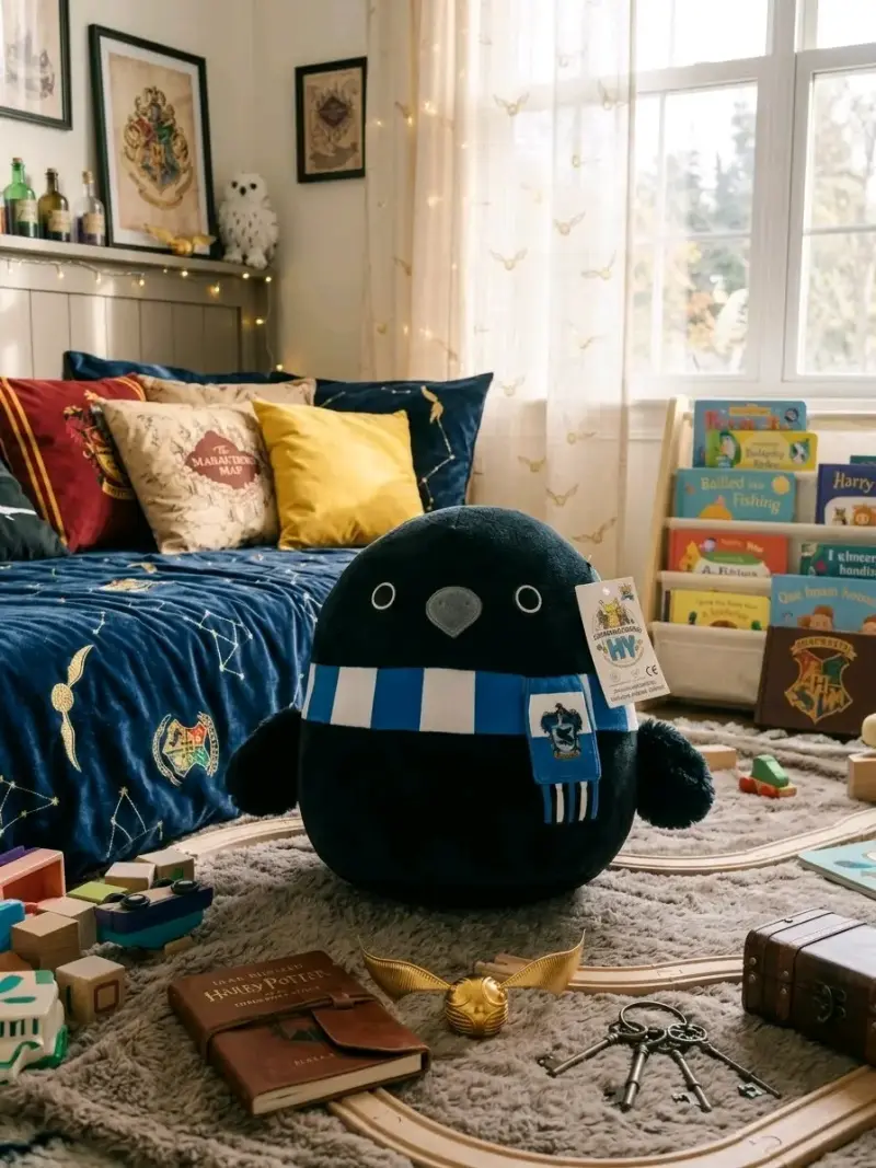 Peluche cuervo negro con bufanda azul Ravenclaw - 2