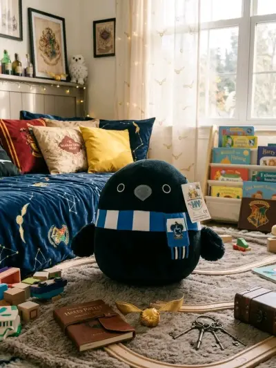 Peluche cuervo negro con bufanda azul Ravenclaw - miniatura 2