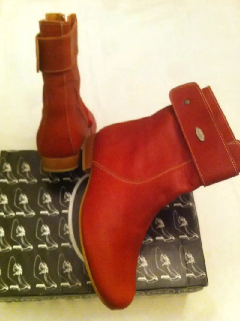 Botines rojos de cuero con forro interior - 5