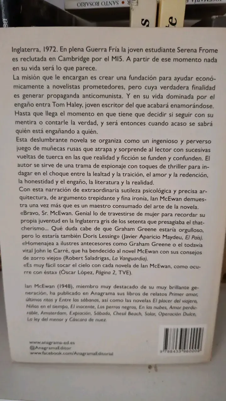 Libro 'Operación Dulce' de Ian McEwan - 2