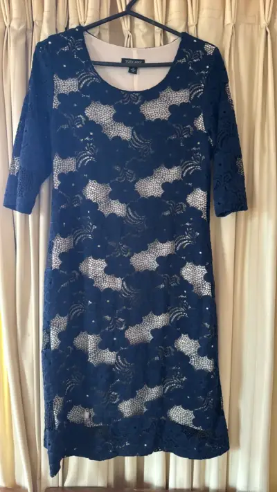 Vestido de encaje azul marino Tuscany - miniatura 1