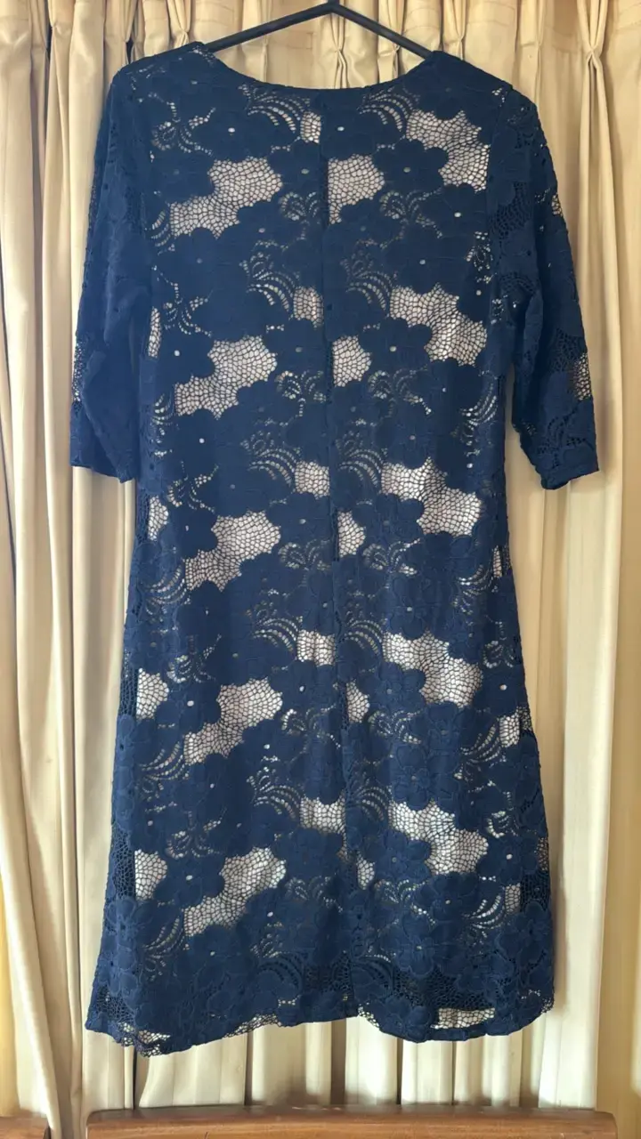 Vestido de encaje azul marino Tuscany - 2