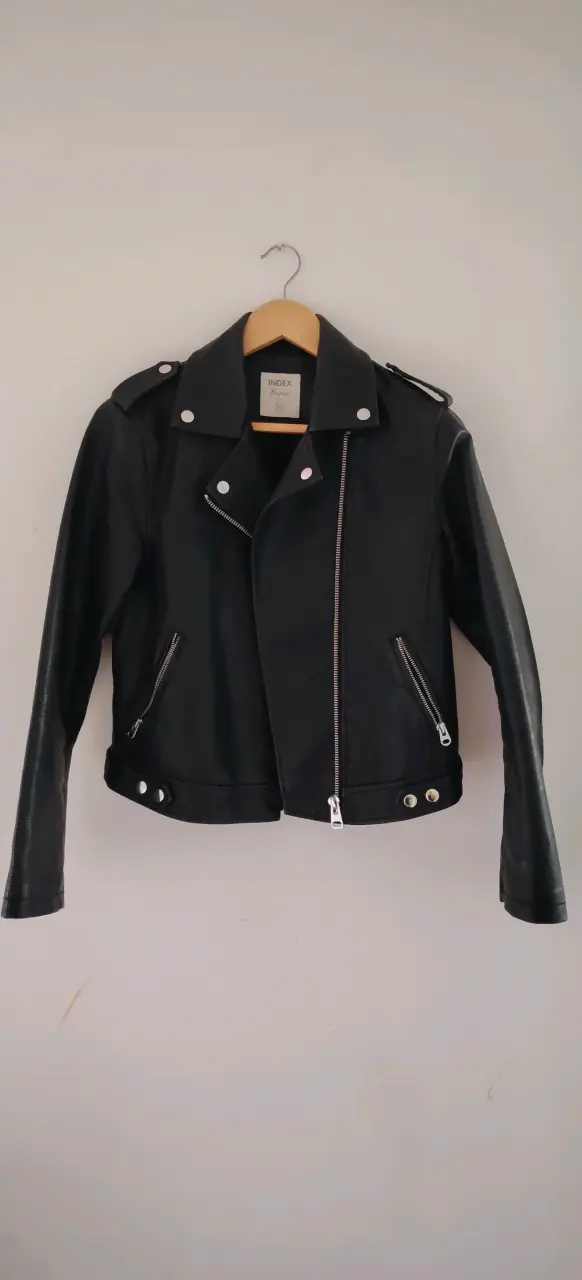 Chaqueta de cuero negra Index para mujer