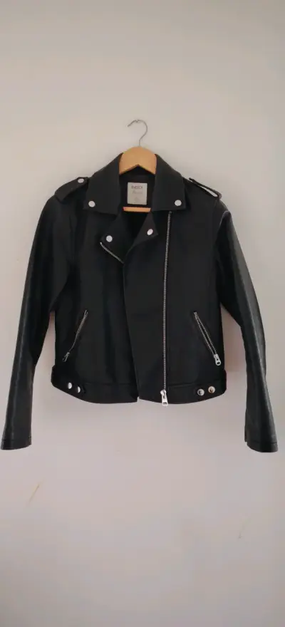 Chaqueta de cuero negra Index para mujer - miniatura 1