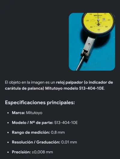 Reloj Palpador Mitutoyo 513-404-10E Precisión 0.01mm - miniatura 2
