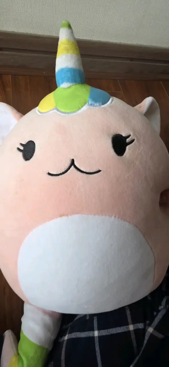 Peluche unicornio rosado con cola arcoíris - 3