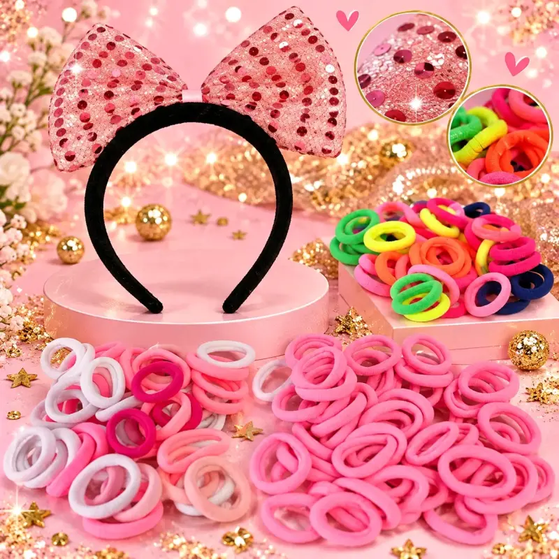 Set de Accesorios para el Cabello con Diadema y Bandas Elásticas - 2