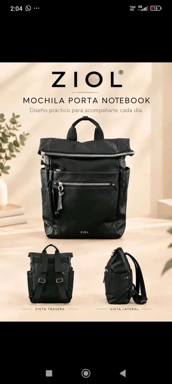 Mochila porta notebook negra Ziol - 1