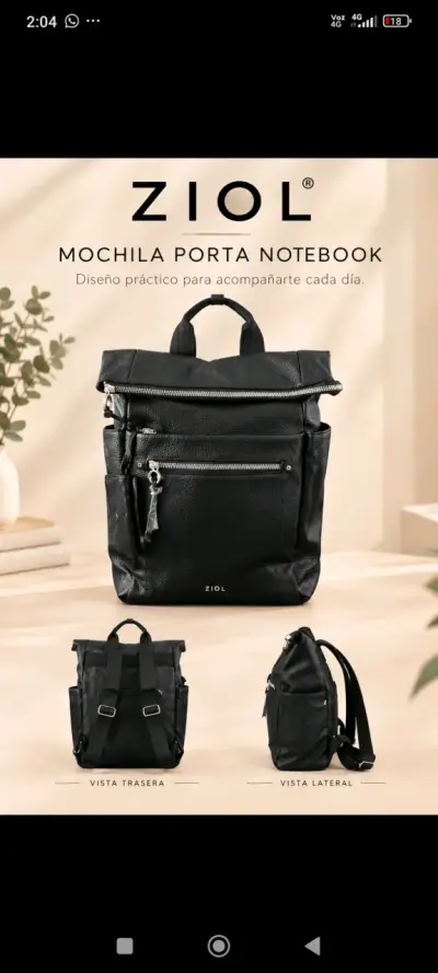 Mochila porta notebook negra Ziol - miniatura 1
