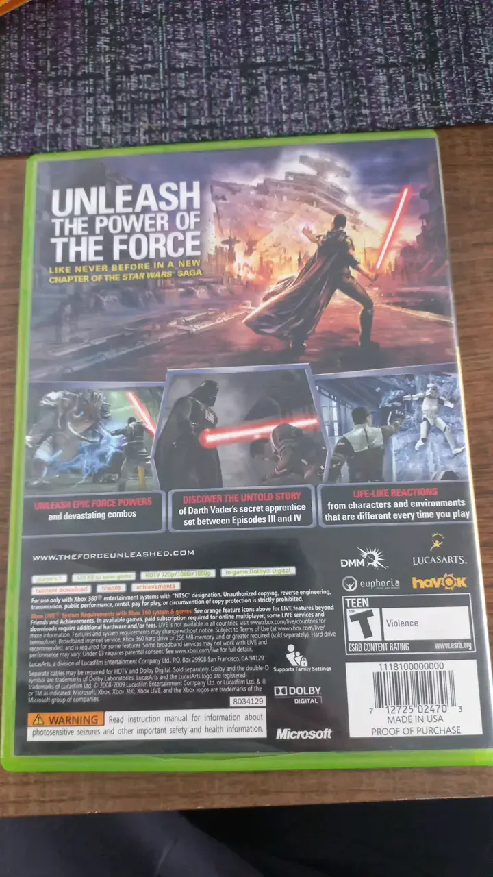 Juego Xbox 360 Star Wars The Force Unleashed - 2