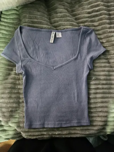 Polera azul de algodón manga corta - miniatura 1