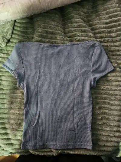 Polera azul de algodón manga corta - miniatura 2