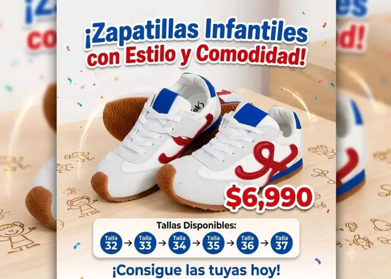 Zapatillas infantiles blancas con diseño colorido - 1