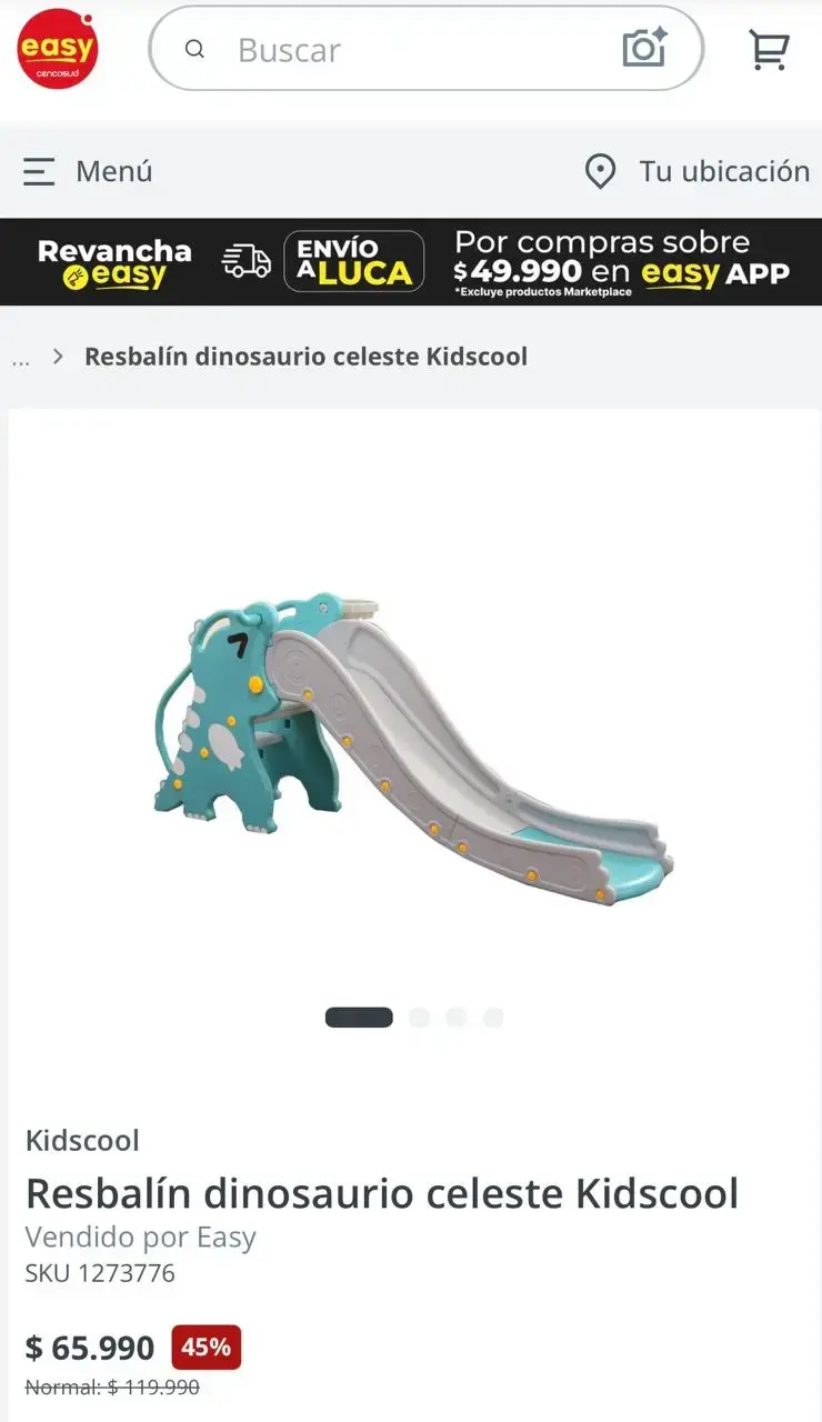 Resbalín dinosaurio celeste para niños KidsCool - 1