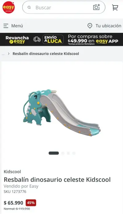 Resbalín dinosaurio celeste para niños KidsCool - miniatura 1