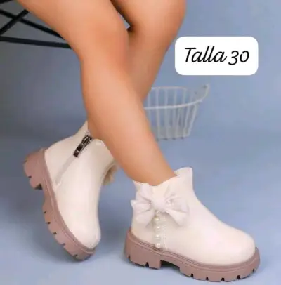 Botines blancos con lazo para niña talla 30 - miniatura 1