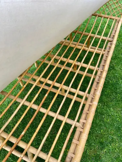 Sofá de mimbre para jardín con cojín - miniatura 4