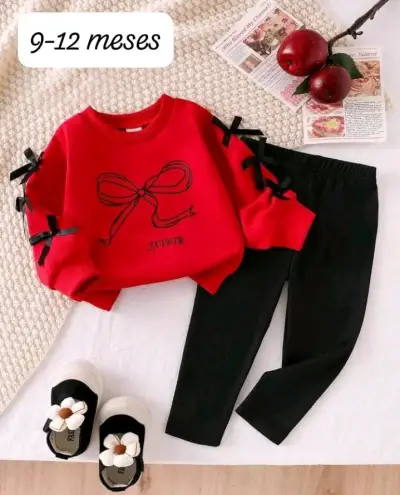 Conjunto de ropa infantil con lazo para niñas - miniatura 1