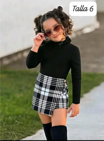 Conjunto de ropa infantil con lazo para niñas - miniatura 3
